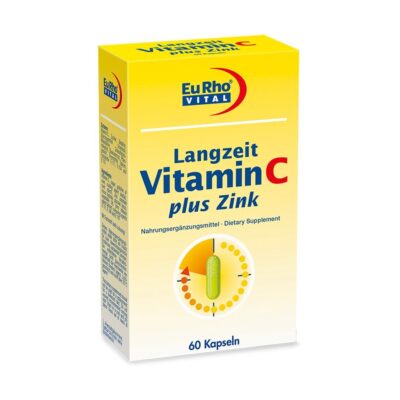 زینک - EuRho Vital Langzeit Vitamin C plus Zink 5mg 60 Caps