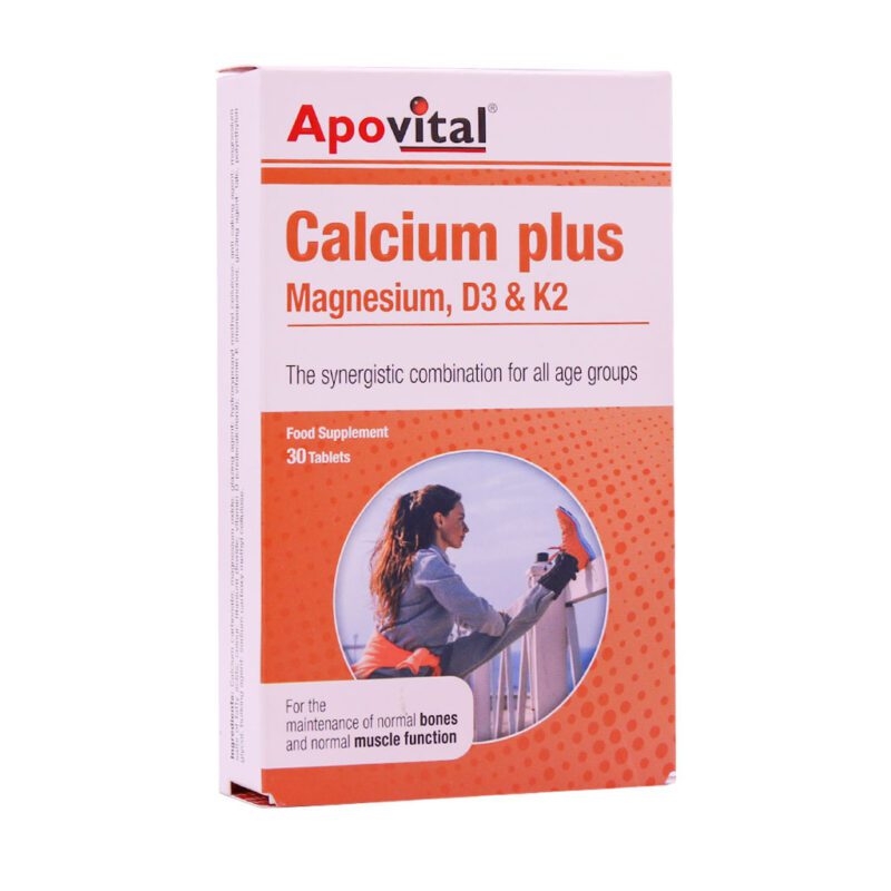 قرص استخوان و مفاصل - Apovital Calcium Plus Magnesium D3 And K2 30 Tabs