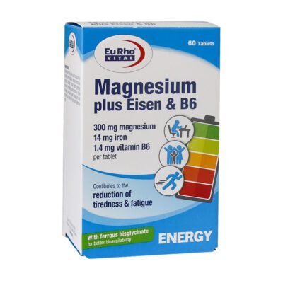 منیزیم - Eurho Vital Magnesium Plus Eisen And B6 60 Tabs