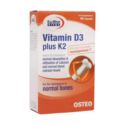 ویتامین D - Eurho Vital Vitamin D3 1000 IU K2 60 Caps