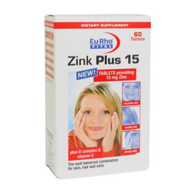 زینک - Eurho Vital Zink Plus 15 mg 60 Tabs