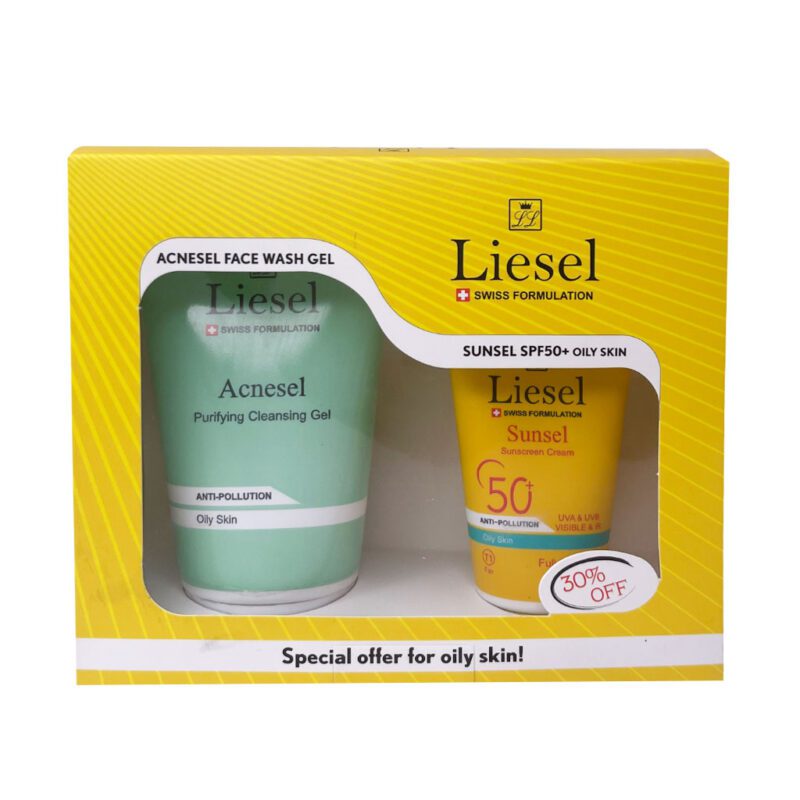 ژل و فوم پوست - Liesel Acnesel Face Wash Gel And Sunsel SPF50 For Oily Skin